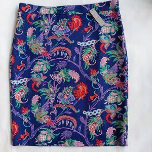 NWT J. Crew Preppy Tropical Floral Print Pencil Skirt 14